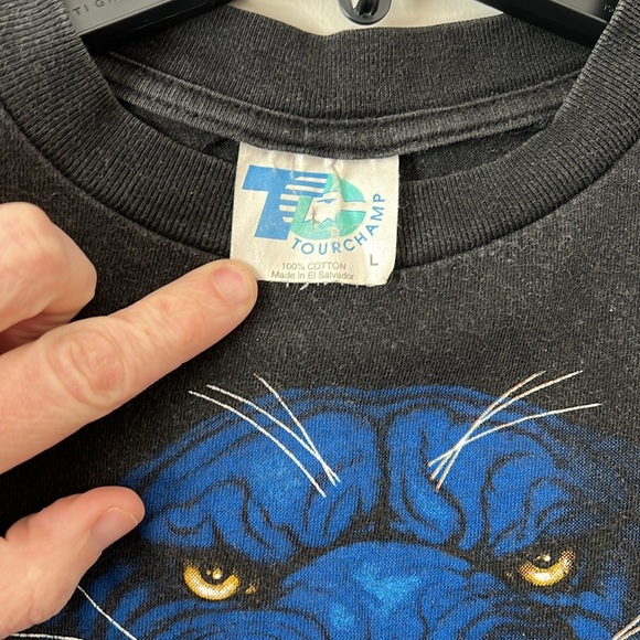 American Thunder Panther Lighting Nature AOP T Shirt Men’s Size L. Vintage 90s - Picture 5 of 8